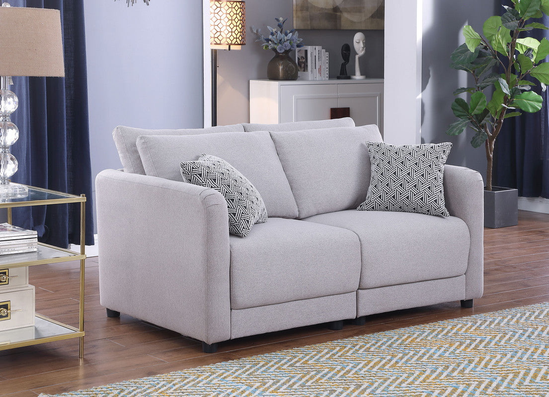 Penelope Fabric Loveseat with Pillows - Light Gray