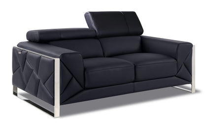 Tomos Top Grain Italian Leather Loveseat - Black