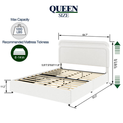 Liv Queen Size Platform Bed - Ivory