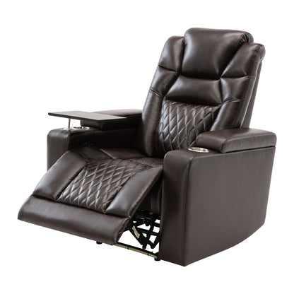 Nap Station Motion Recliner with 360° Swivel Tray Table  - Brown