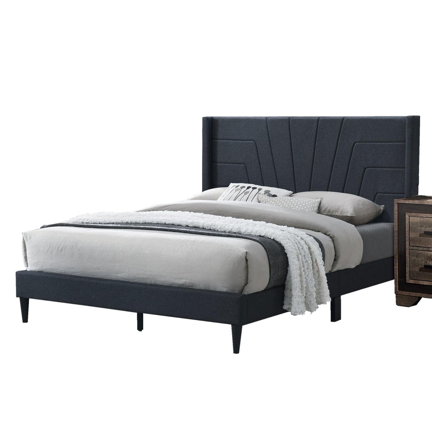 Tranet Queen Size Bed - Charcoal