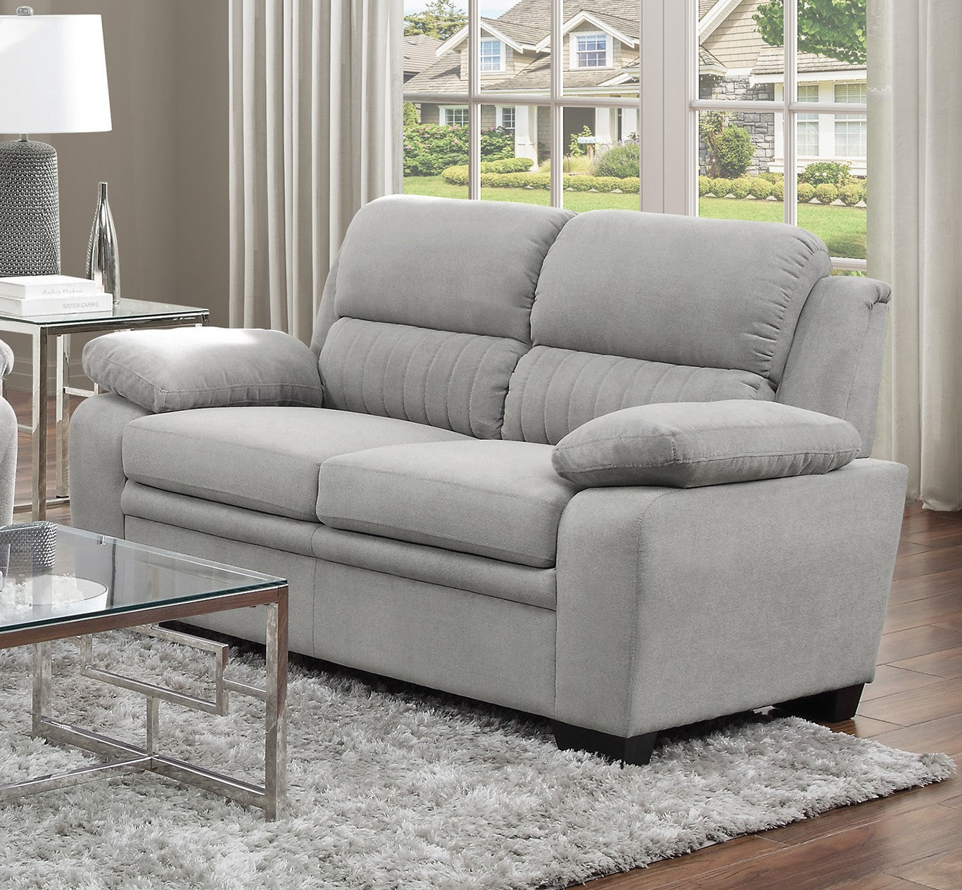 Celia Fabric Loveseat - Gray