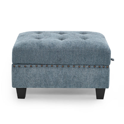 Molly Modular Sectional Sofa Two Single Chair ,Two Corner and Two Ottoman - Navy Blue