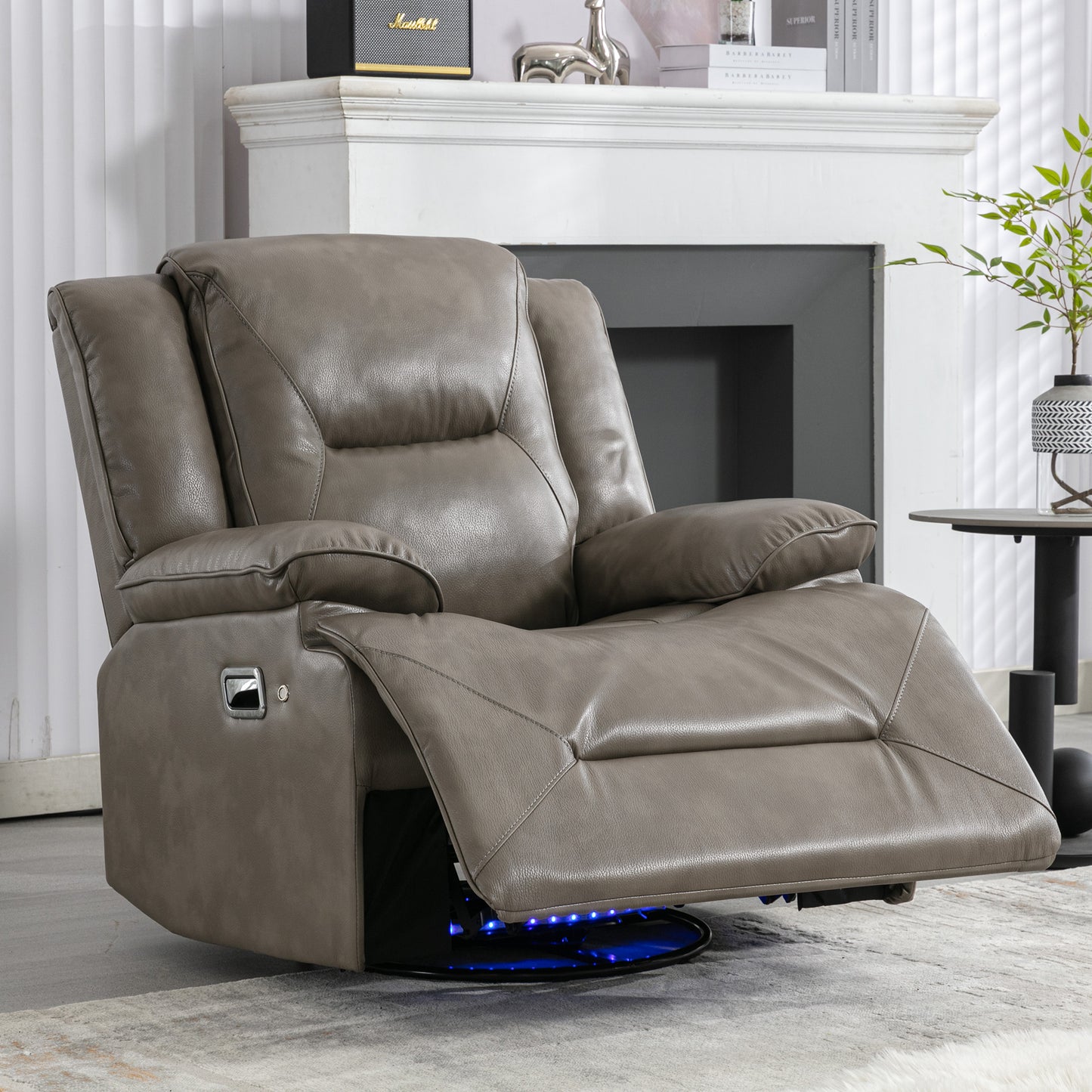 Meyer 360° Swivel and Rocking Manual Recliner Chair with a LED - Gray