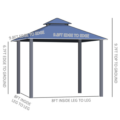 Aaron 10 x 10 ft Hardtop Patio Gazebo Aluminum Frame - Dark Gray