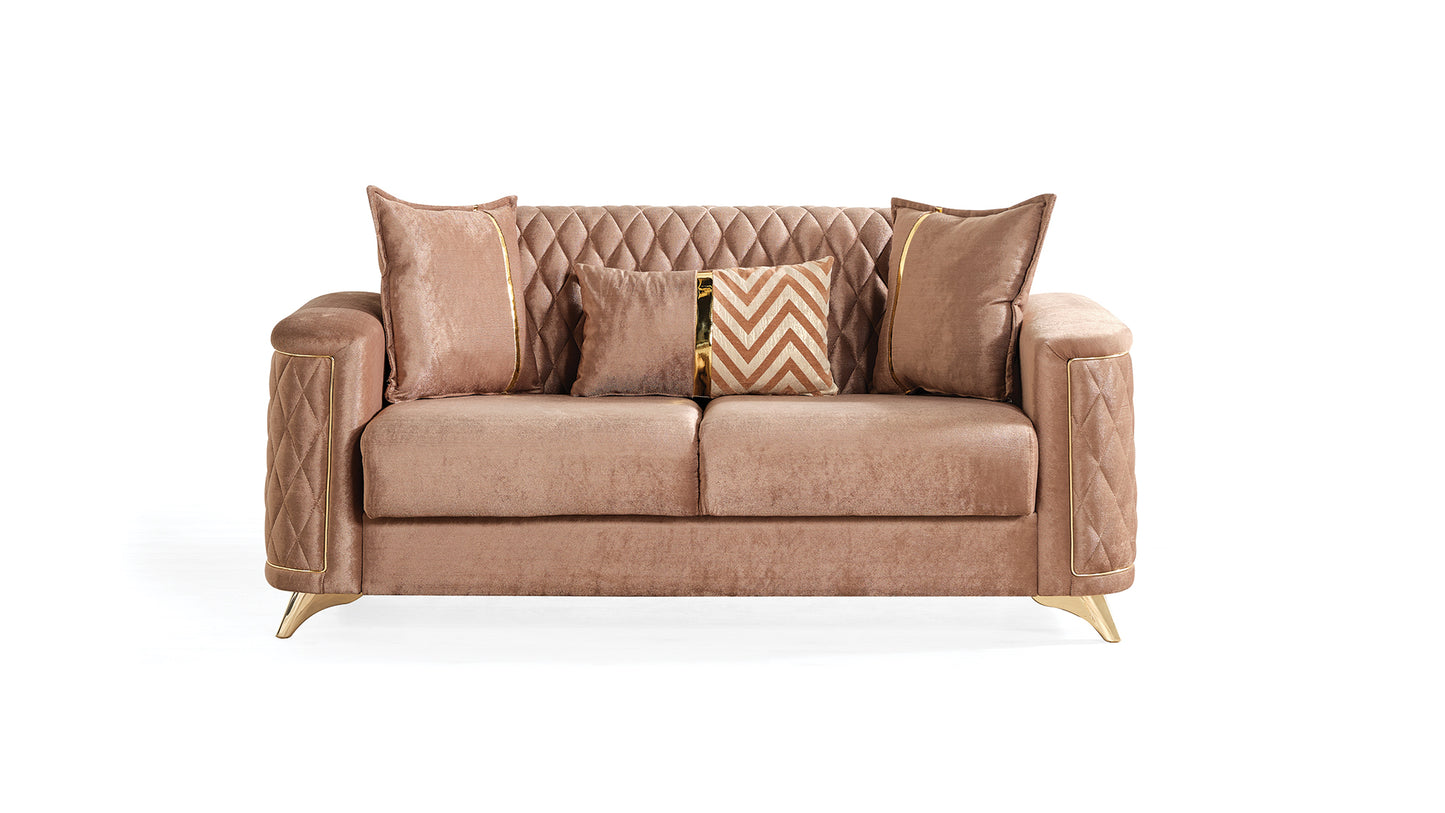 Luna Modern Style Loveseat - Copper