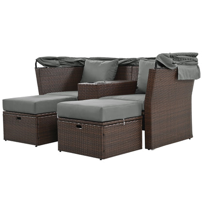 Ginson 2-Seater Outdoor Patio Daybed - Gray