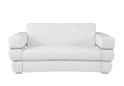 Meza Top Grain Italian Leather  Loveseat - White