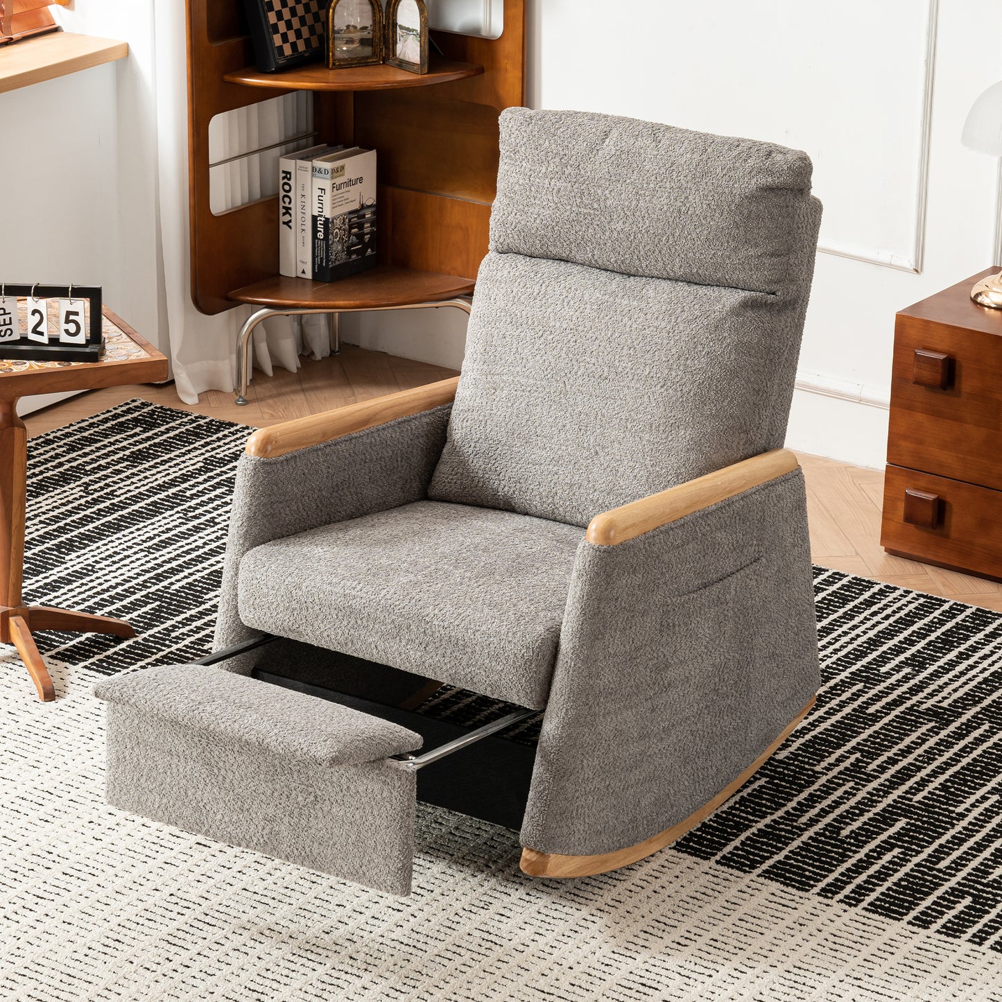 Sion II Accent Rocking Chair with Footrest - Gray