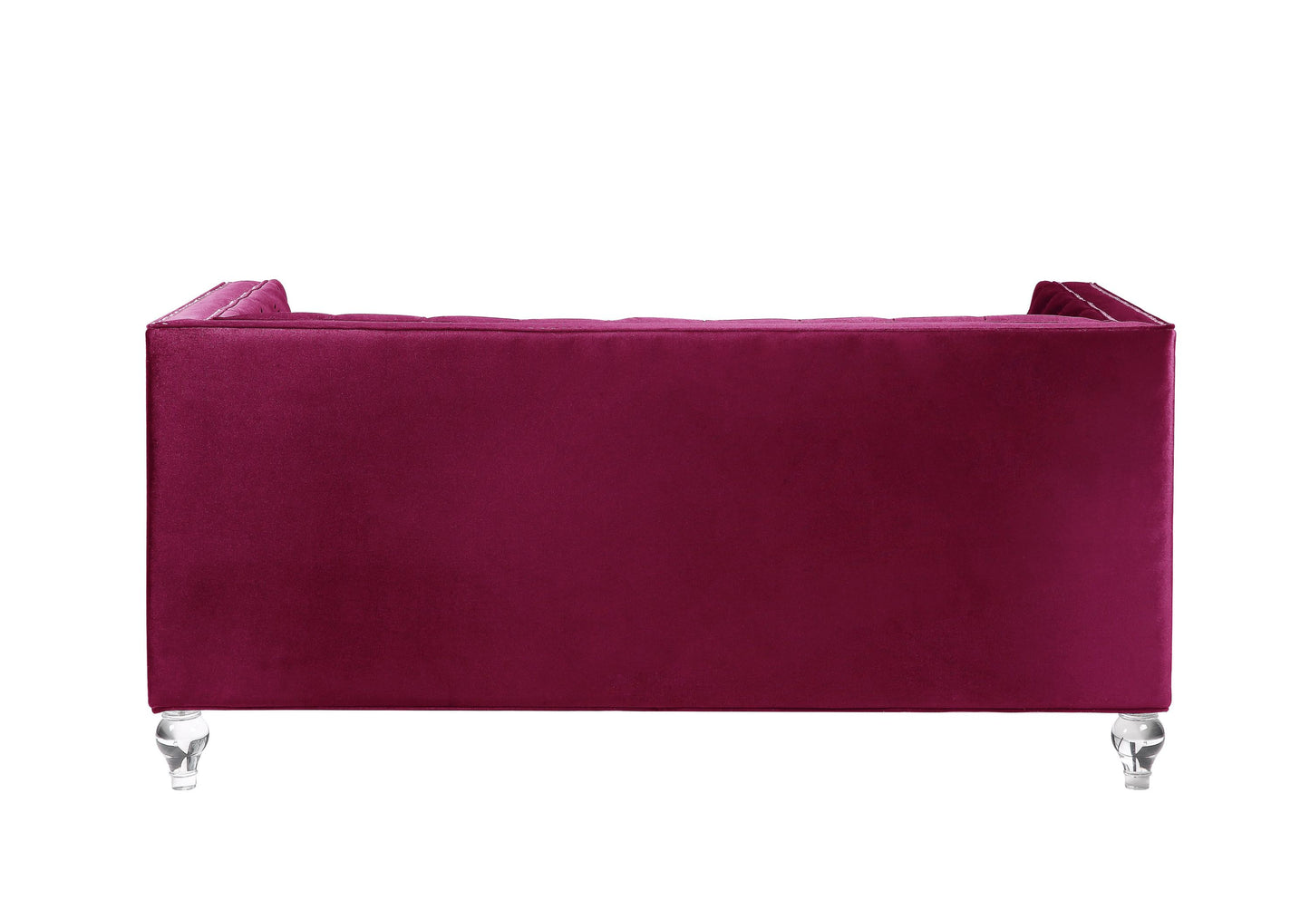 Heibero Velvet Loveseat w/2 Pillows - Burgundy