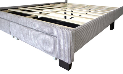 Huka Queen Size Platform Bed with Adjustable Height - Beige White