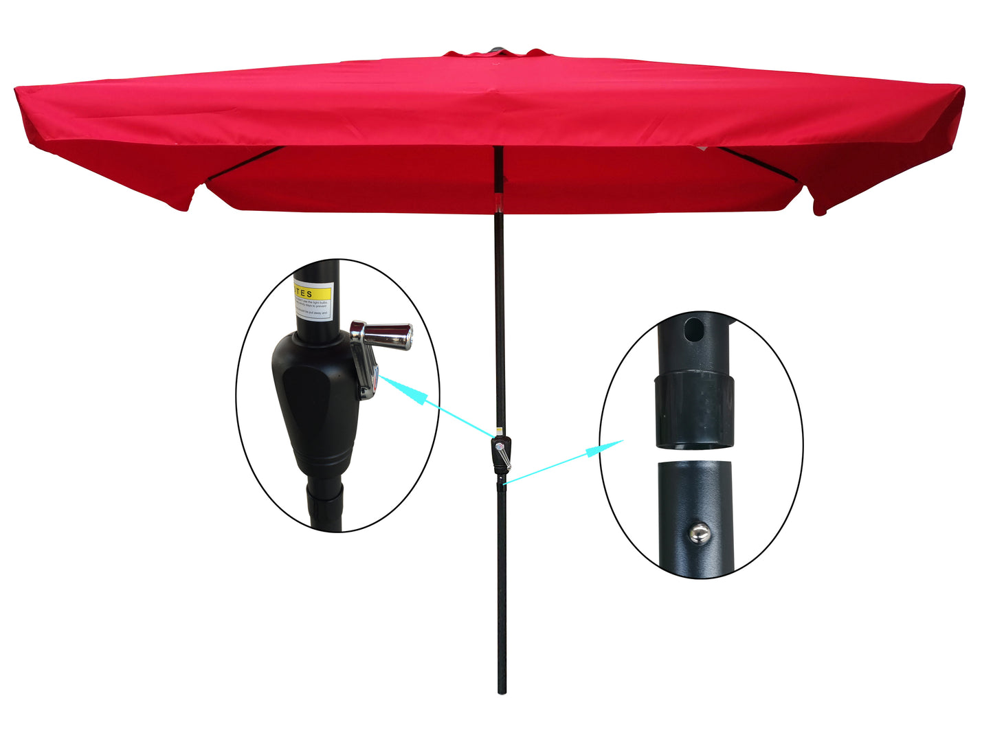 Benno 10 x 6.5 ft Rectangular Patio Umbrella - Red