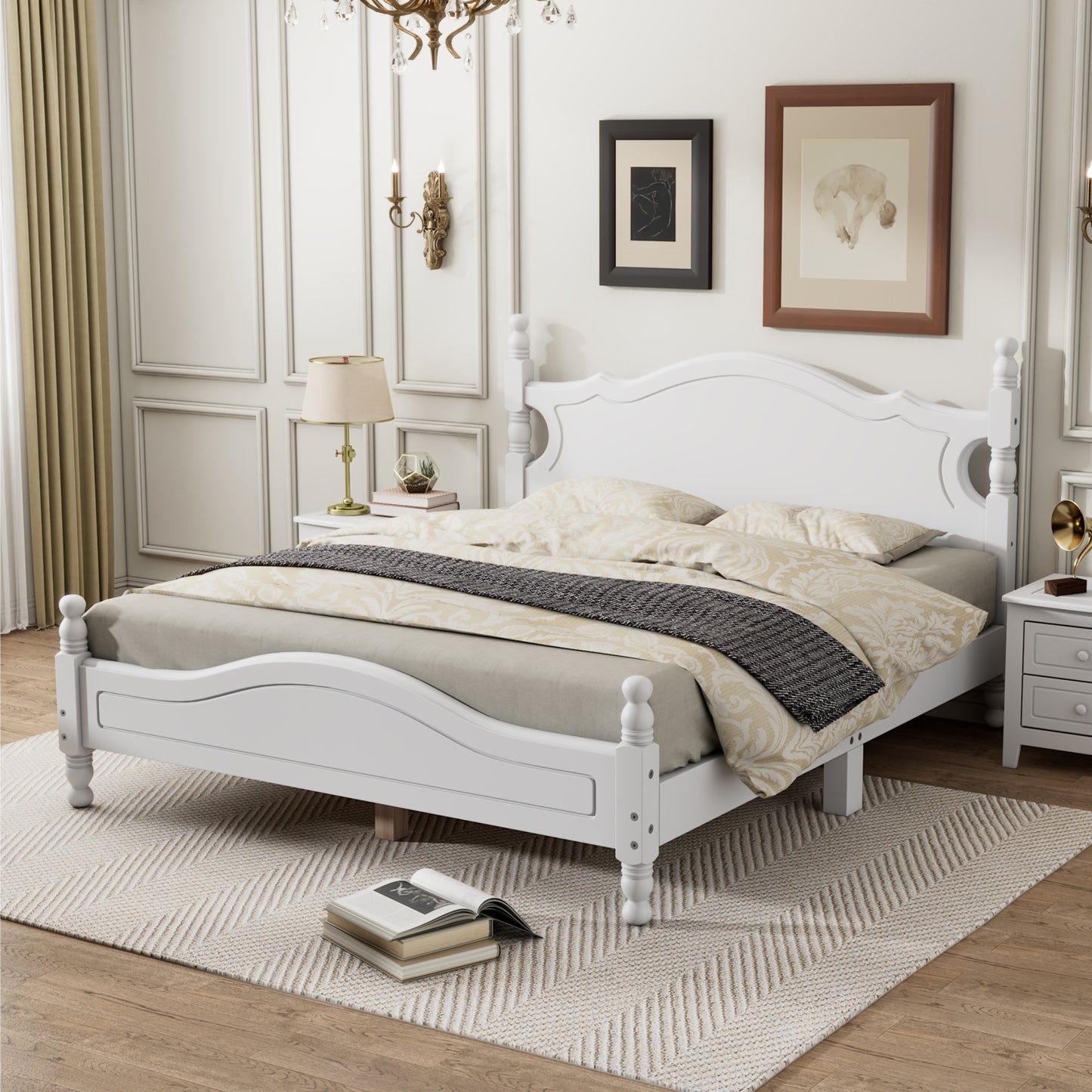 Quarto II Queen Size Wood Platform Bed Frame - White