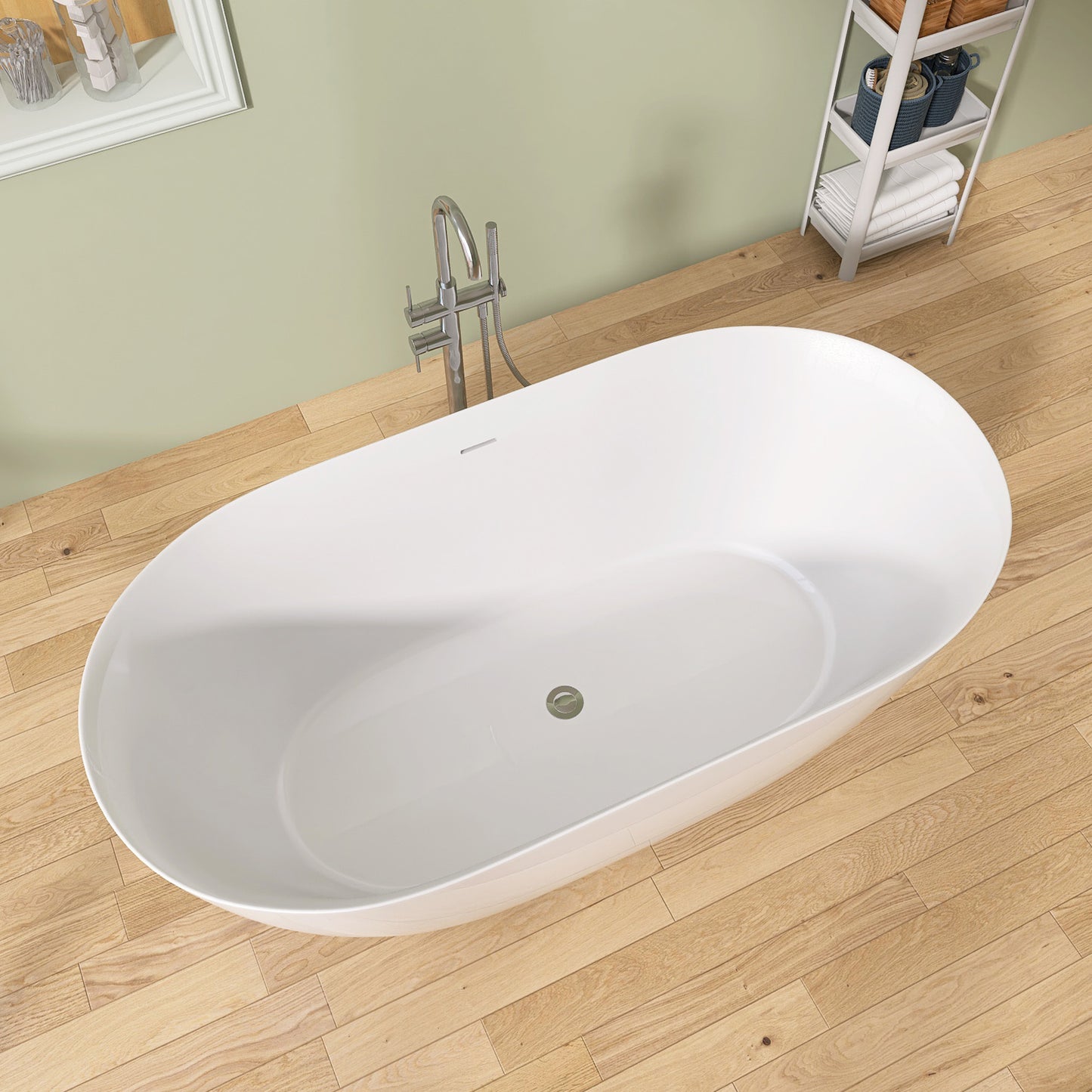 Nuvo 51" Acrylic Free Standing Oval Shape Soaking Tub - Gloss White