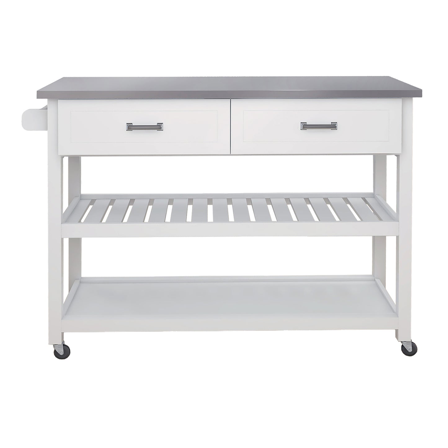 Chef's Choice Stainless Steel Table Top White Kicthen Cart With Two Drawers