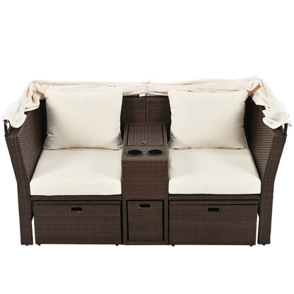 Ginson 2-Seater Outdoor Patio Daybed - Beige