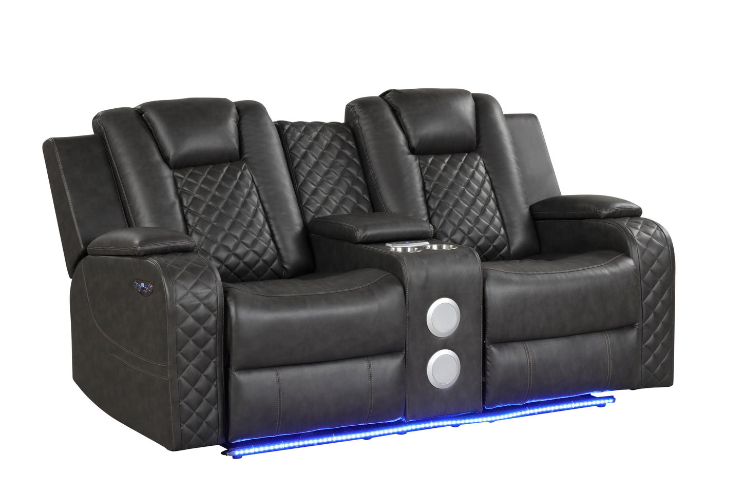 Riley LED & Power Reclining Loveseat - Gray