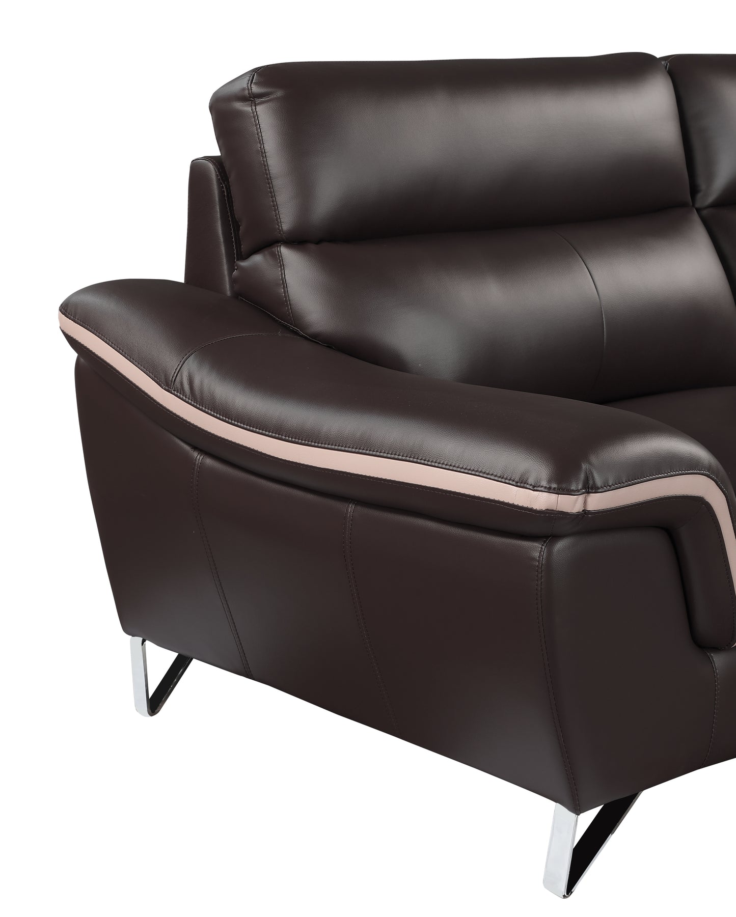 Eden Genuine Leather Loveseat - Brown