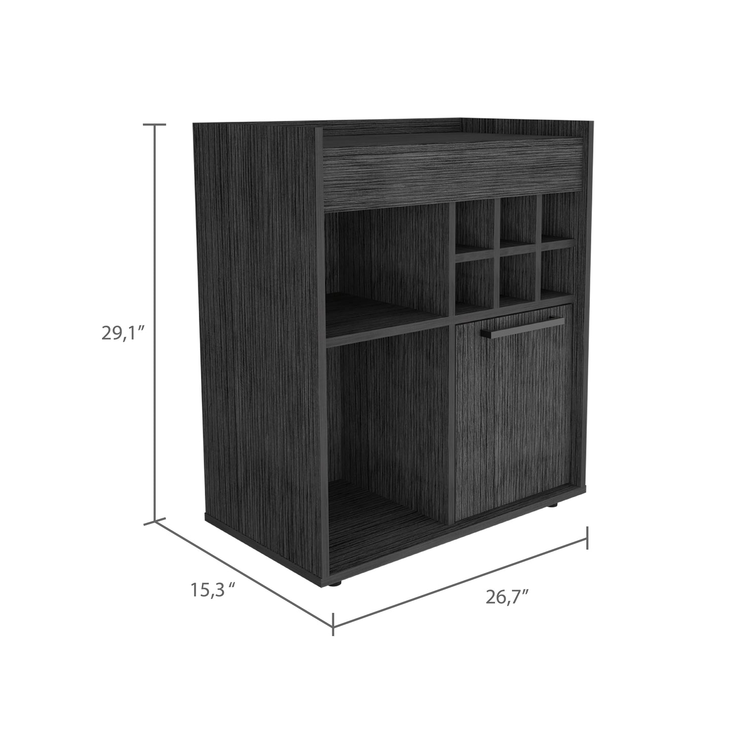 Whitlock 6-Bottle 2-Shelf Bar Cabinet - Gray