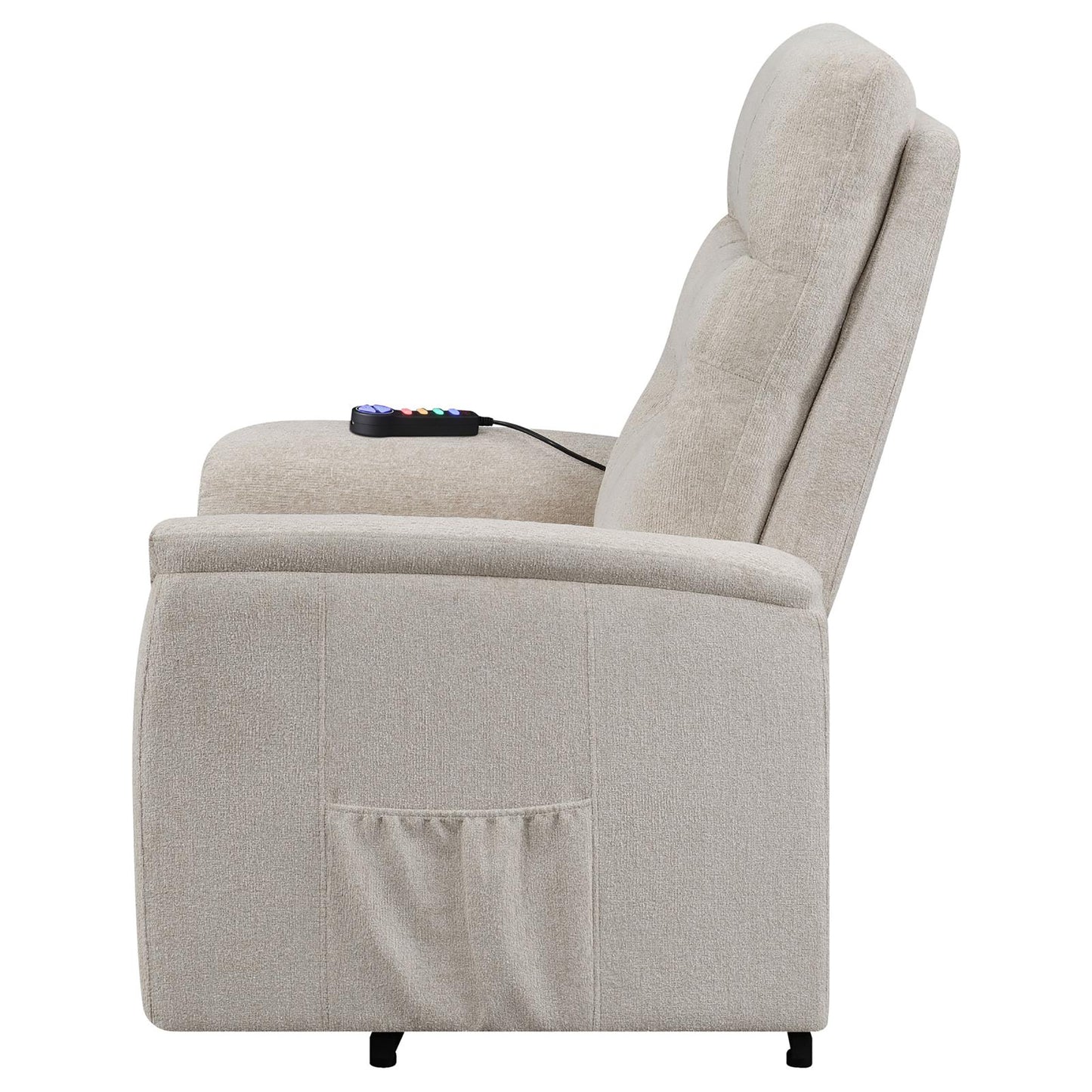 Lennox Power Lift Recliner with Storage Pocket - Beige