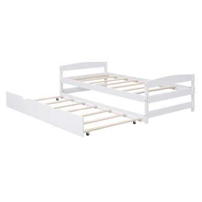 Array Twin Size Daybed with Twin Size Trundle - White