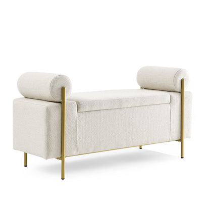 Miriam Upholstered Linen Storage Bench - Beige