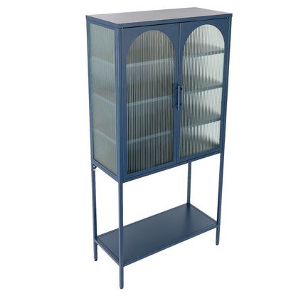 Arched II Glass Doors Floor Cabinet - Blue