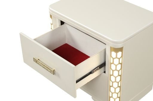 Jasmine Wood Nightstand with LED Lightning - Beige