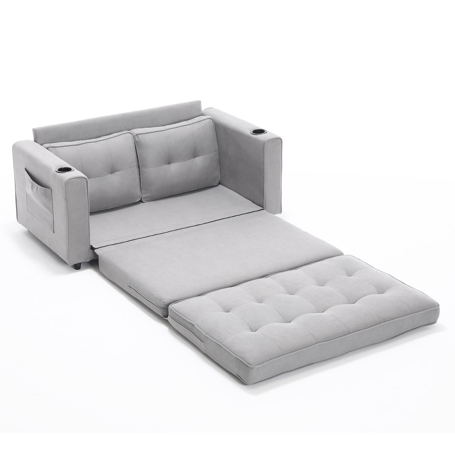 Neo Tufted Loveseat with Pull Out Sleeper - Light Gray