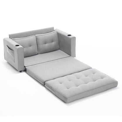 Neo Tufted Loveseat with Pull Out Sleeper - Light Gray