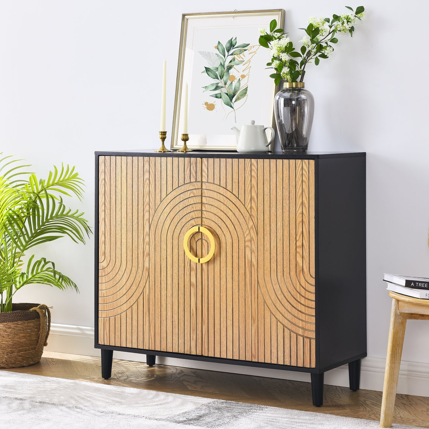 Vincent Storage Cabinet - Wood/Black