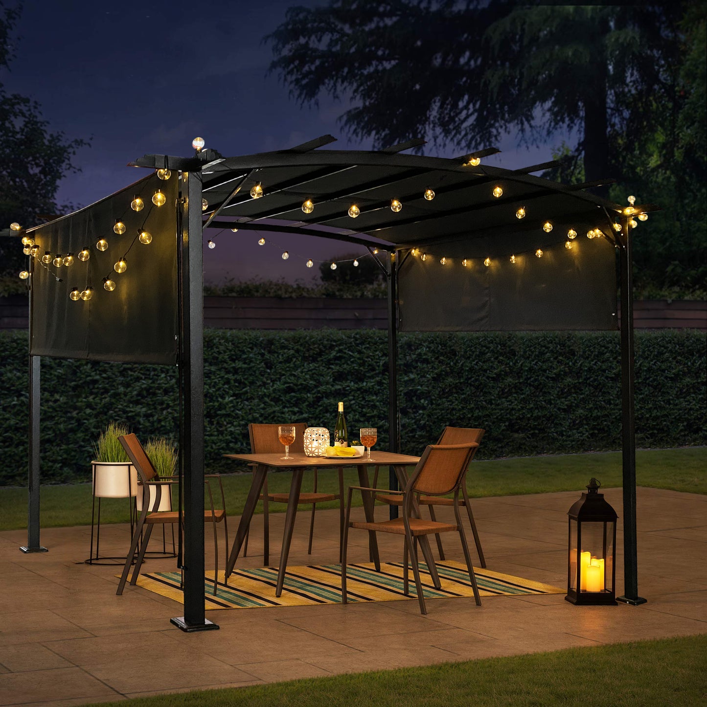 Manson 12 x 9 ft Outdoor Retractable Pergola - Gray