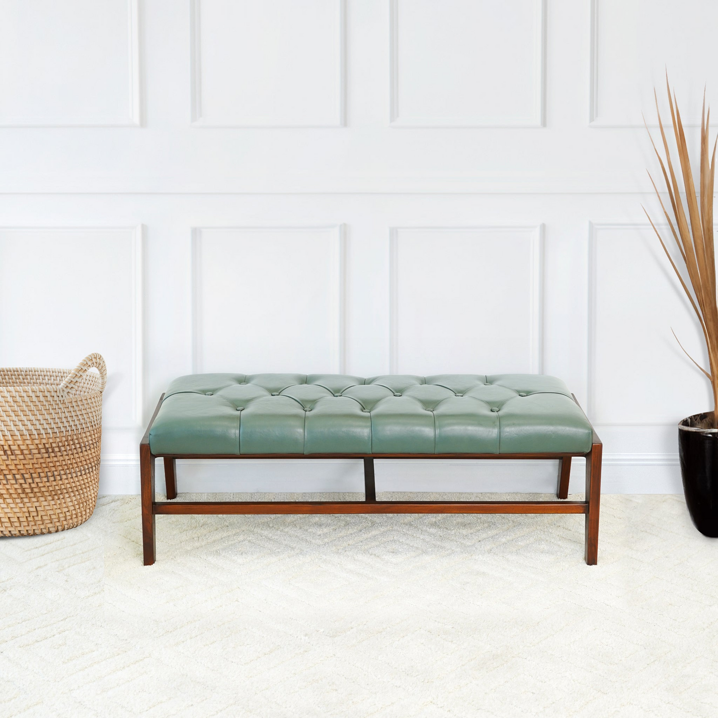 Hera Bench With Buttons - Green