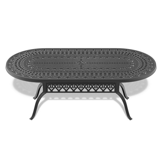 Olsen Cast  Aluminum Patio Oval Dining Table - Black