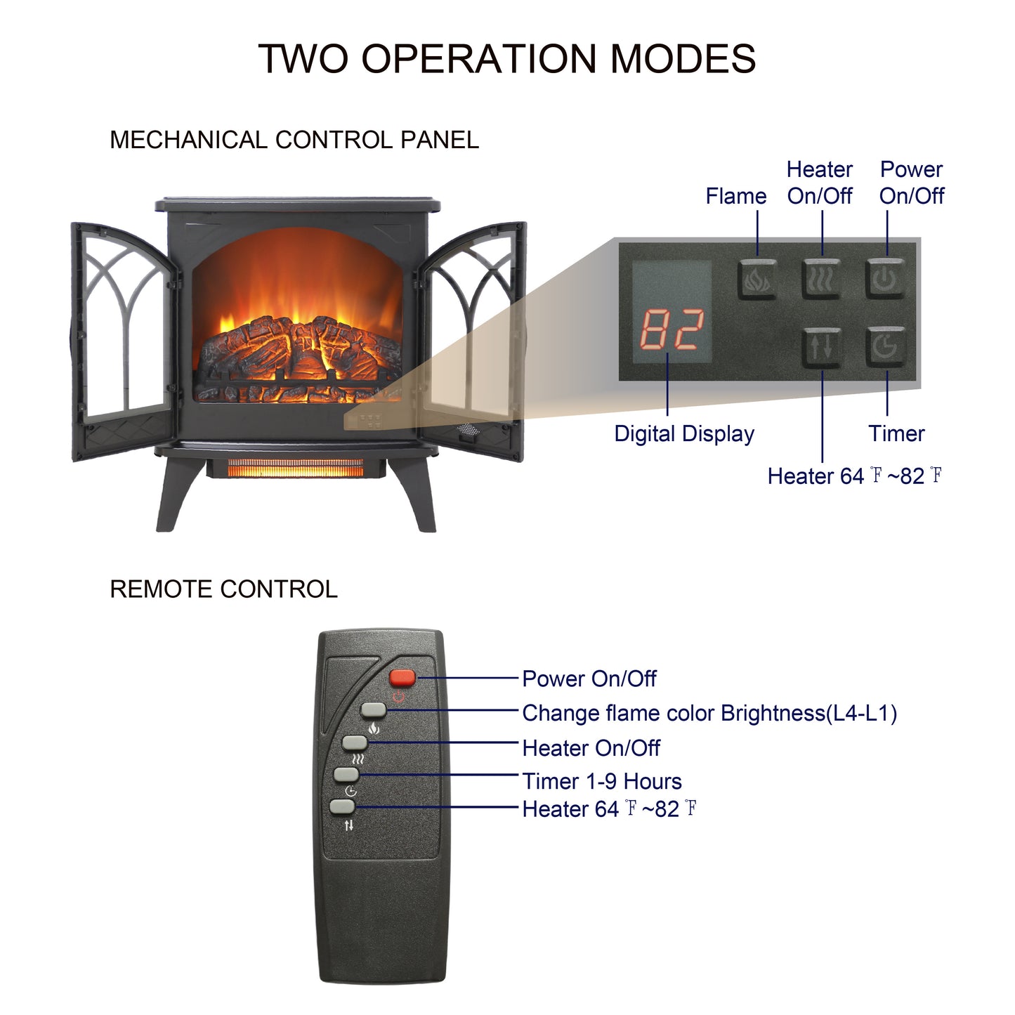 24 inch 3D Infrared Electric Stove with Remote Control