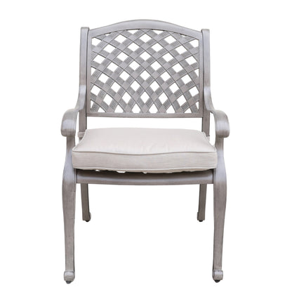 Verno Outdoor Aluminum Dining Arm Chair With Cushion - Gray