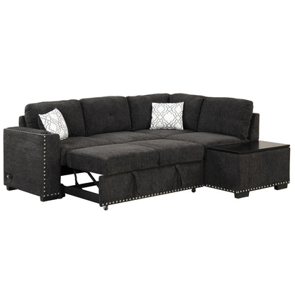 Javier Reversible Sectional Pull-Out Sofa Bed - Black