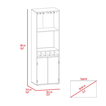 Falmouth 5-Bottle 2-Shelf Bar Cabinet Light Oak