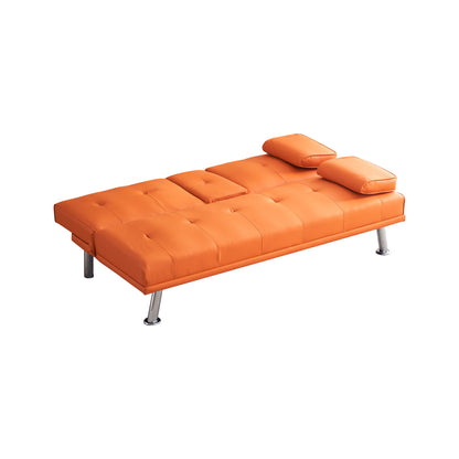 Neza Convertible Faux Leather Sofa Bed  - Orange