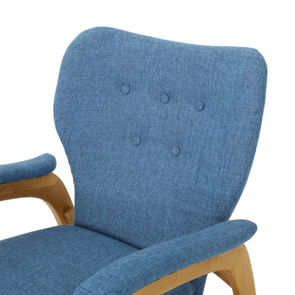 Indo Mid-Century Fabric Rocking Chair - Blue