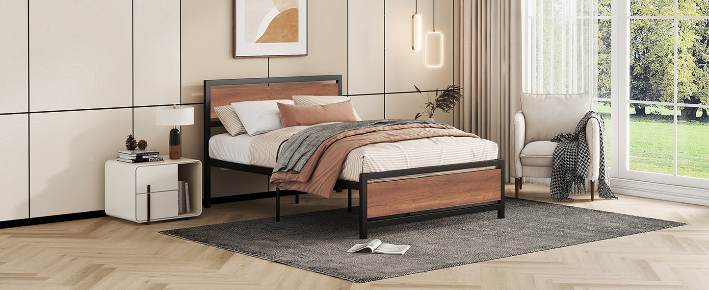 Quasar Full Size Metal and Wood Platform Bed - Black