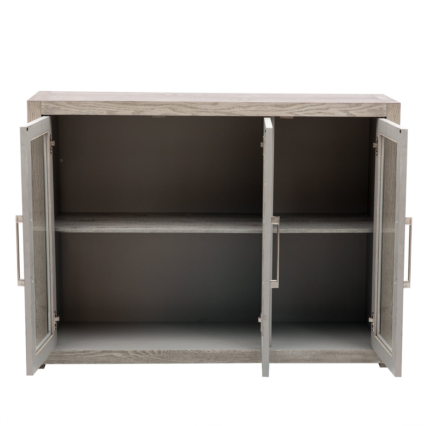 Cina Storage Cabinet with Tempered Glass - Gray