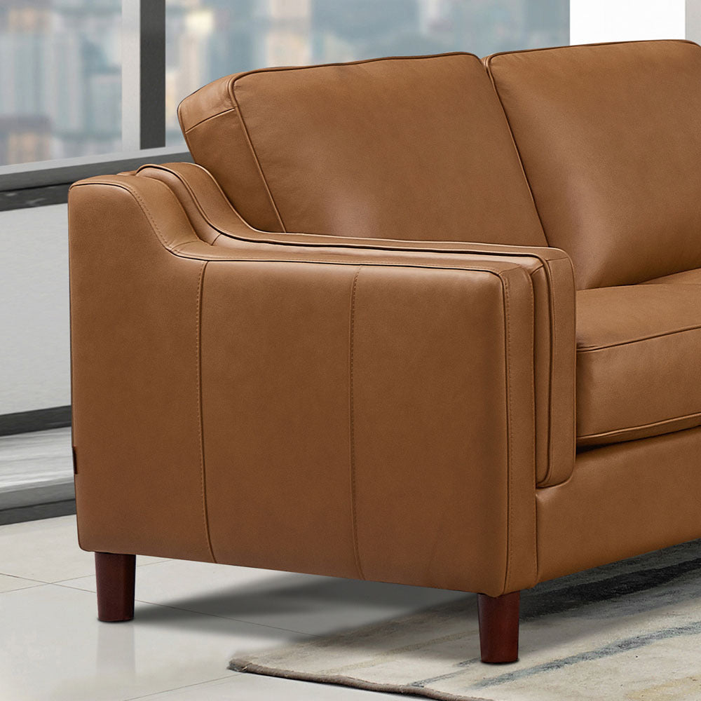 Bella Top Grain Leather Loveseat - Brown