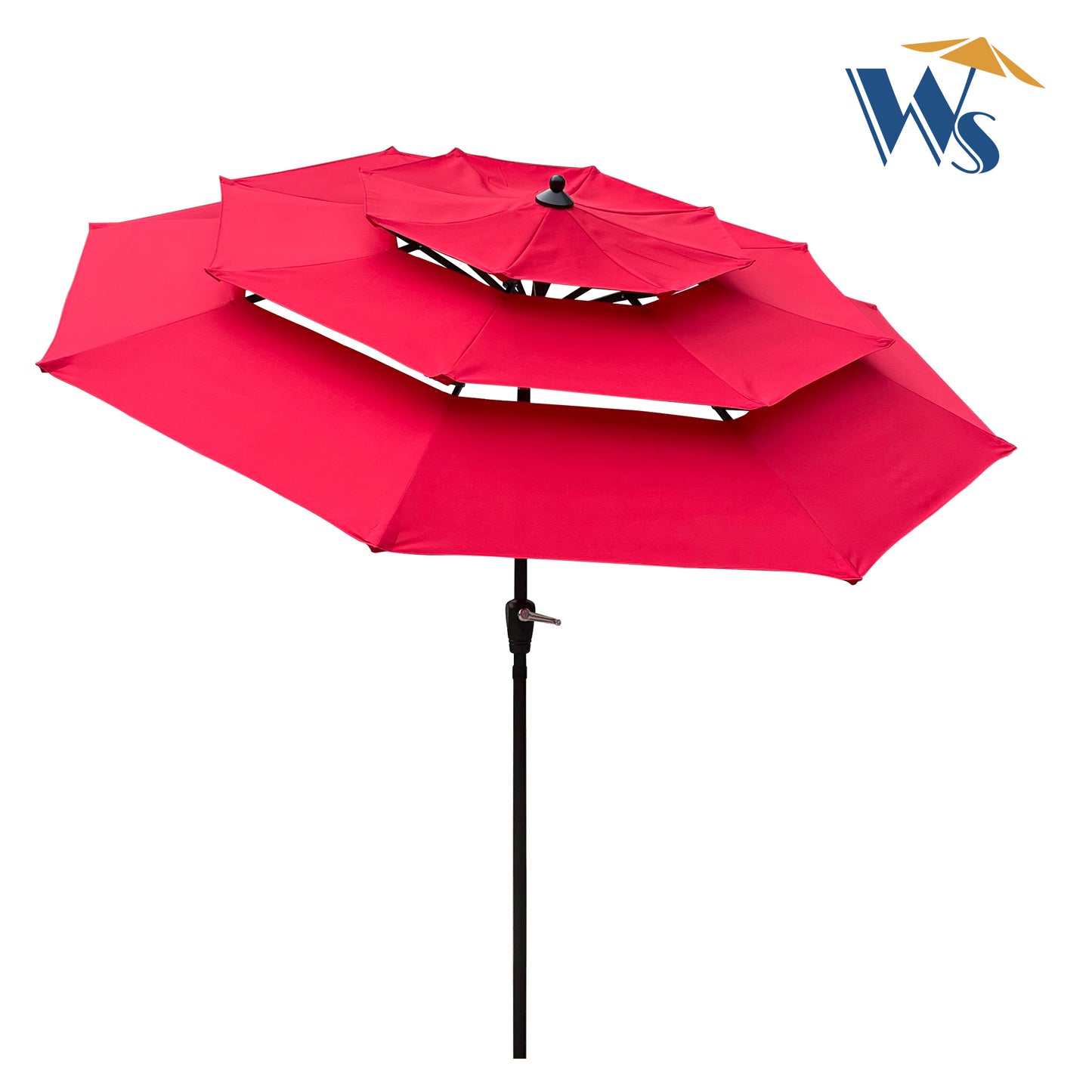 Zamora 9 ft 3-Tiers Outdoor Patio Umbrella with Crank  - Red