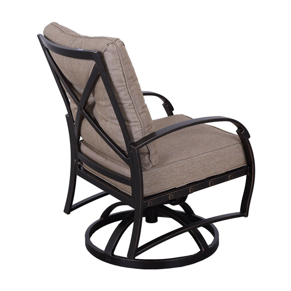 Fasto Outdoor Dining Swivel Chair  With Cushion (Set of 2) - Antique Bronze