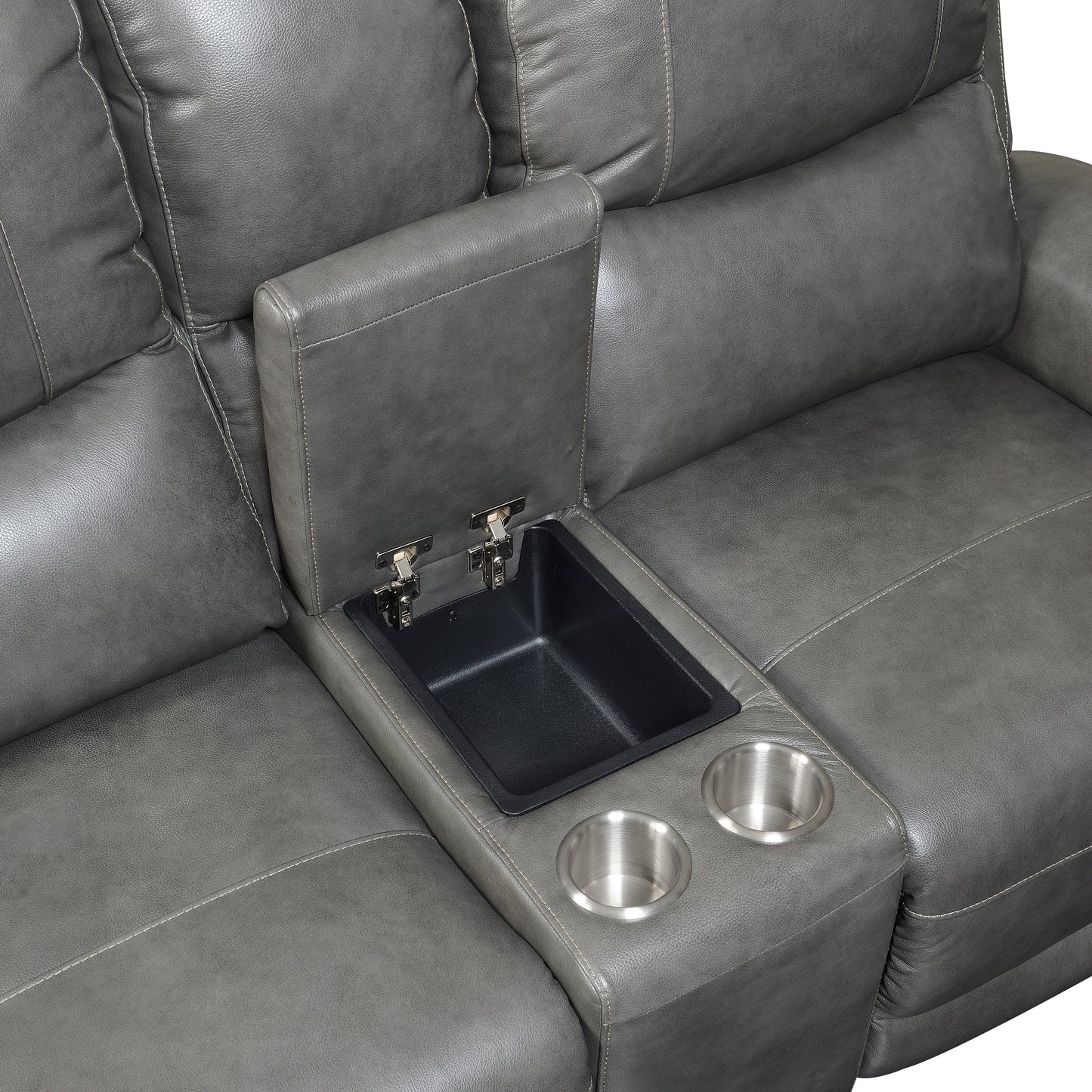 Ray Leather Power Reclining Loveseat with Console