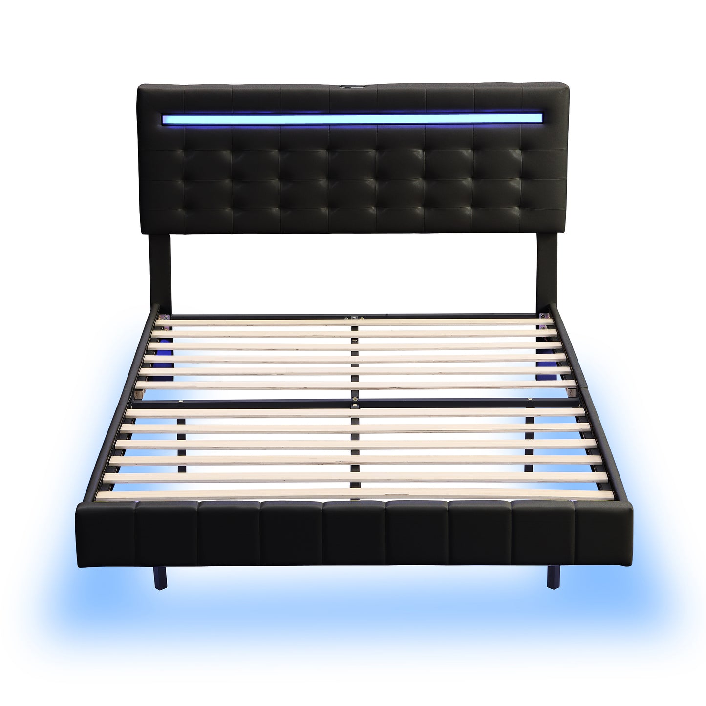 Marc Full Size Floating Bed Frame with LED - Black