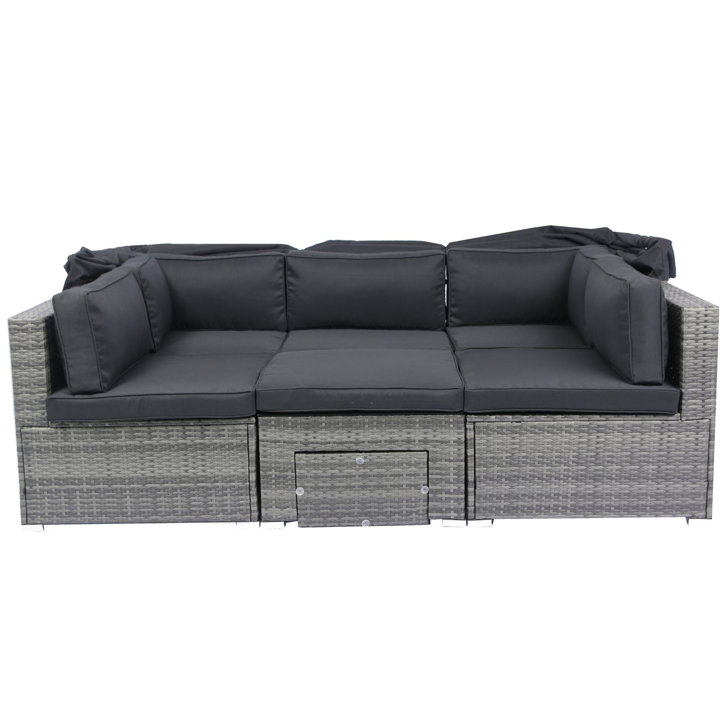 Vo 7 Pc Patio Sectional Sofa Set w/Retractable Canopy