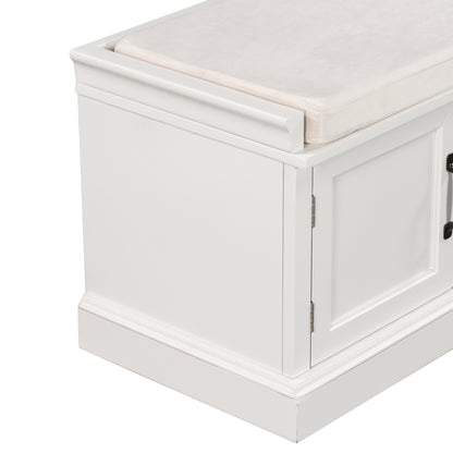 Stash Storage Bench with 2 Drawers and 2 Cabinets - White