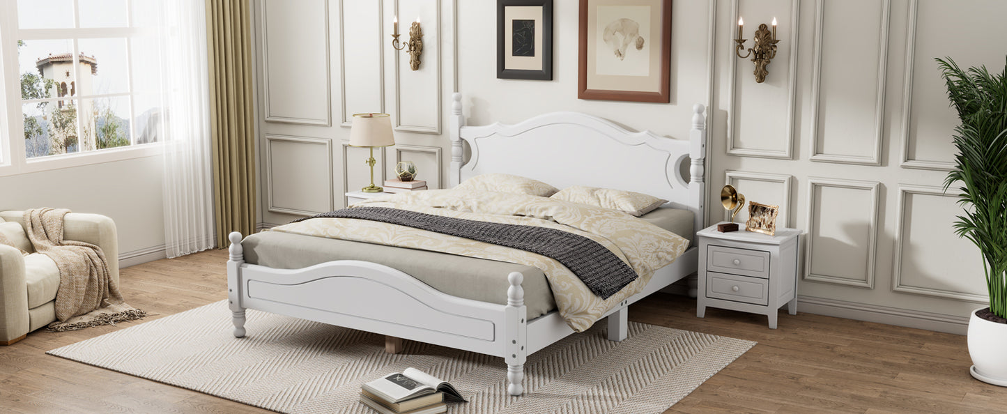 Quarto II Queen Size Wood Platform Bed Frame - White